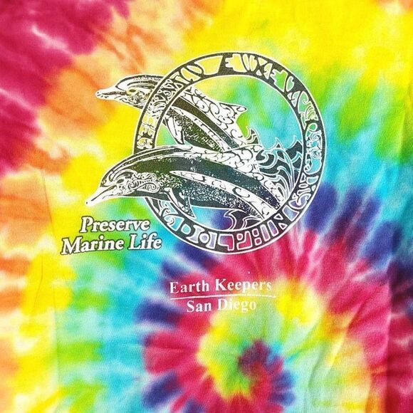 Bottlenose Dolphins T Shirt Vintage 90s Y2K Preserve Marine Life San Diego Tie - Picture 4 of 6